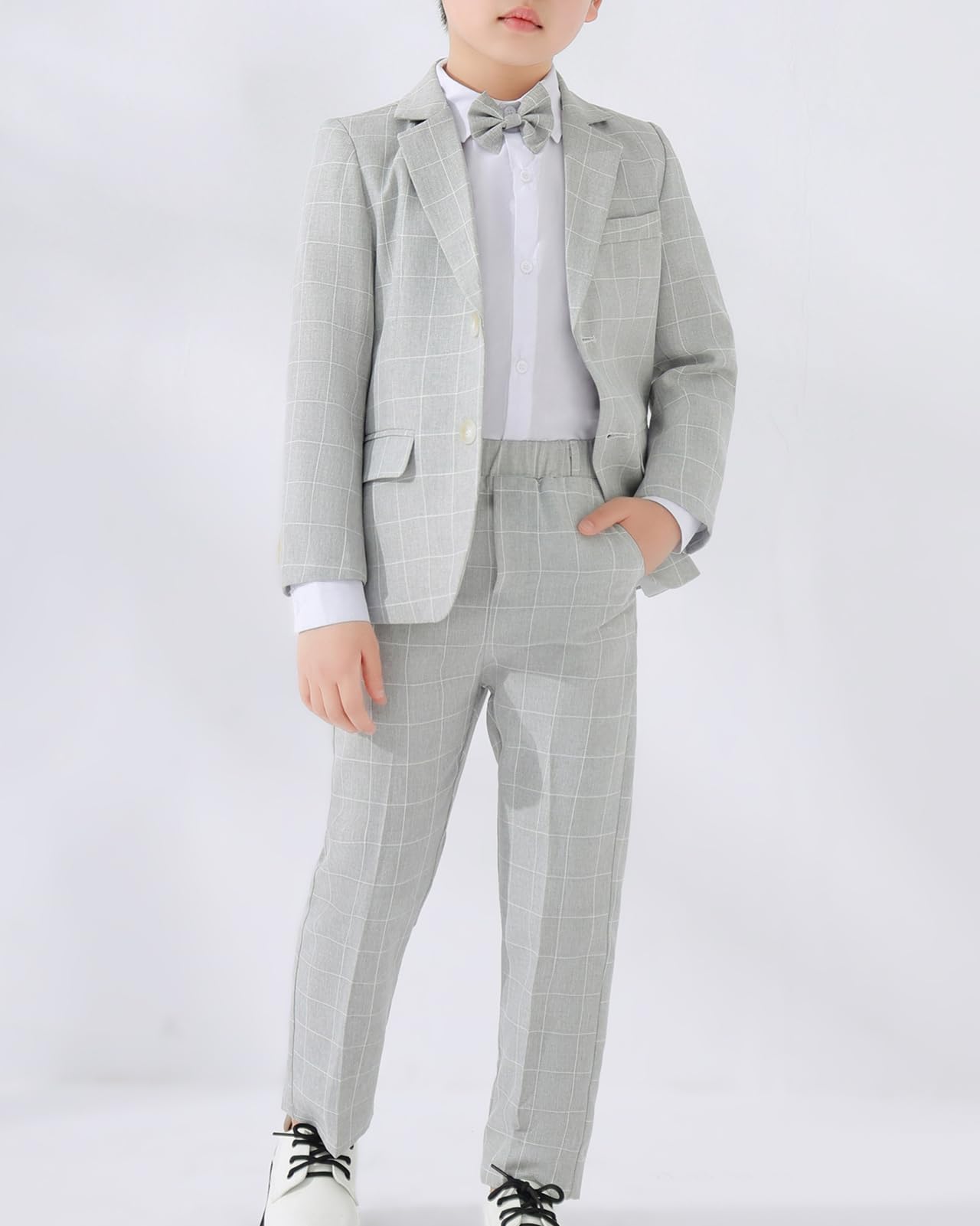 3/4 Piezas Conjunto de Traje para Niños Gentleman Ceremonia Conjunto de Blazer y Pantalón,Camisa, Pajarita, Traje de Boda