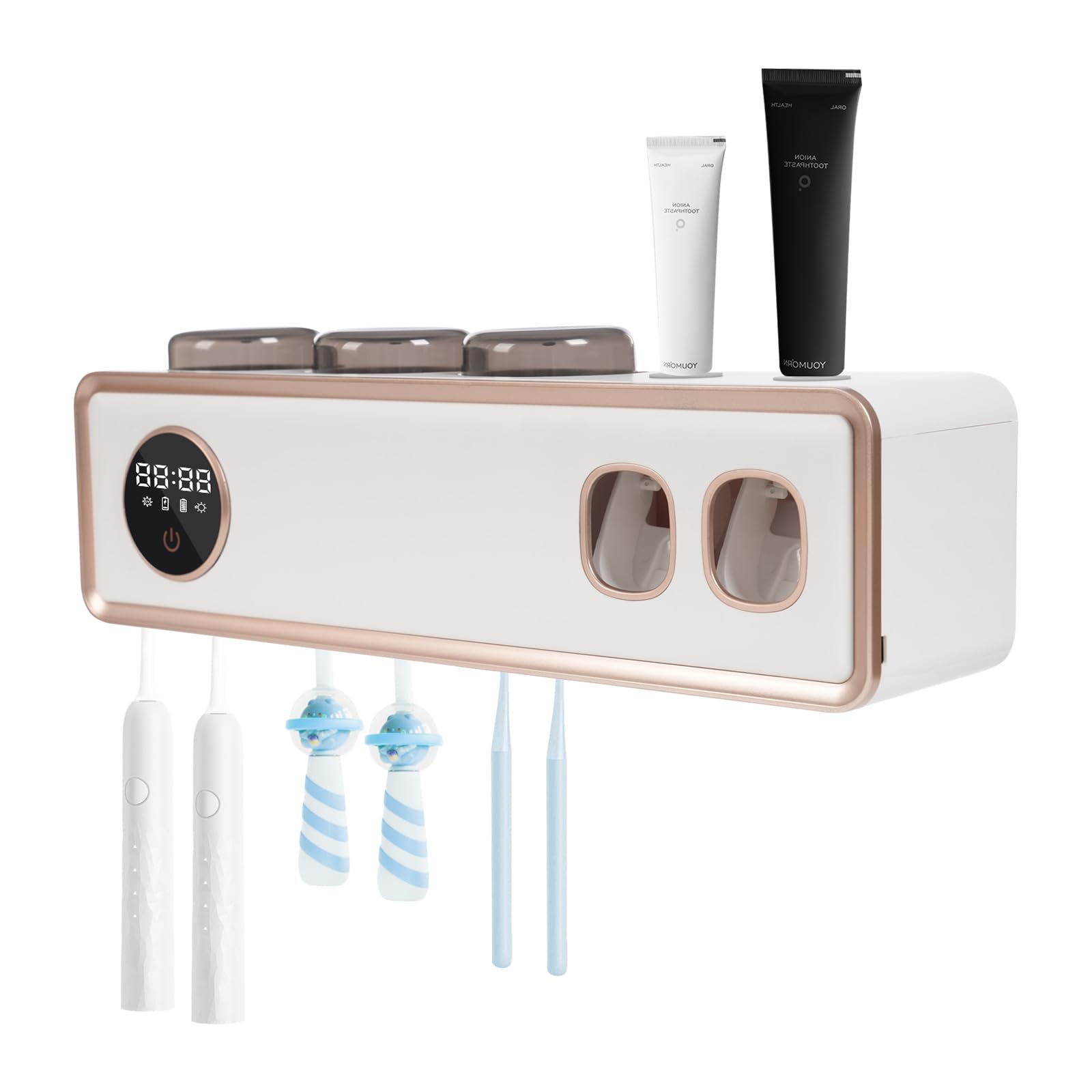 Soporte para cepillo de dientes UV, dispensador automático de pasta de dientes para baño