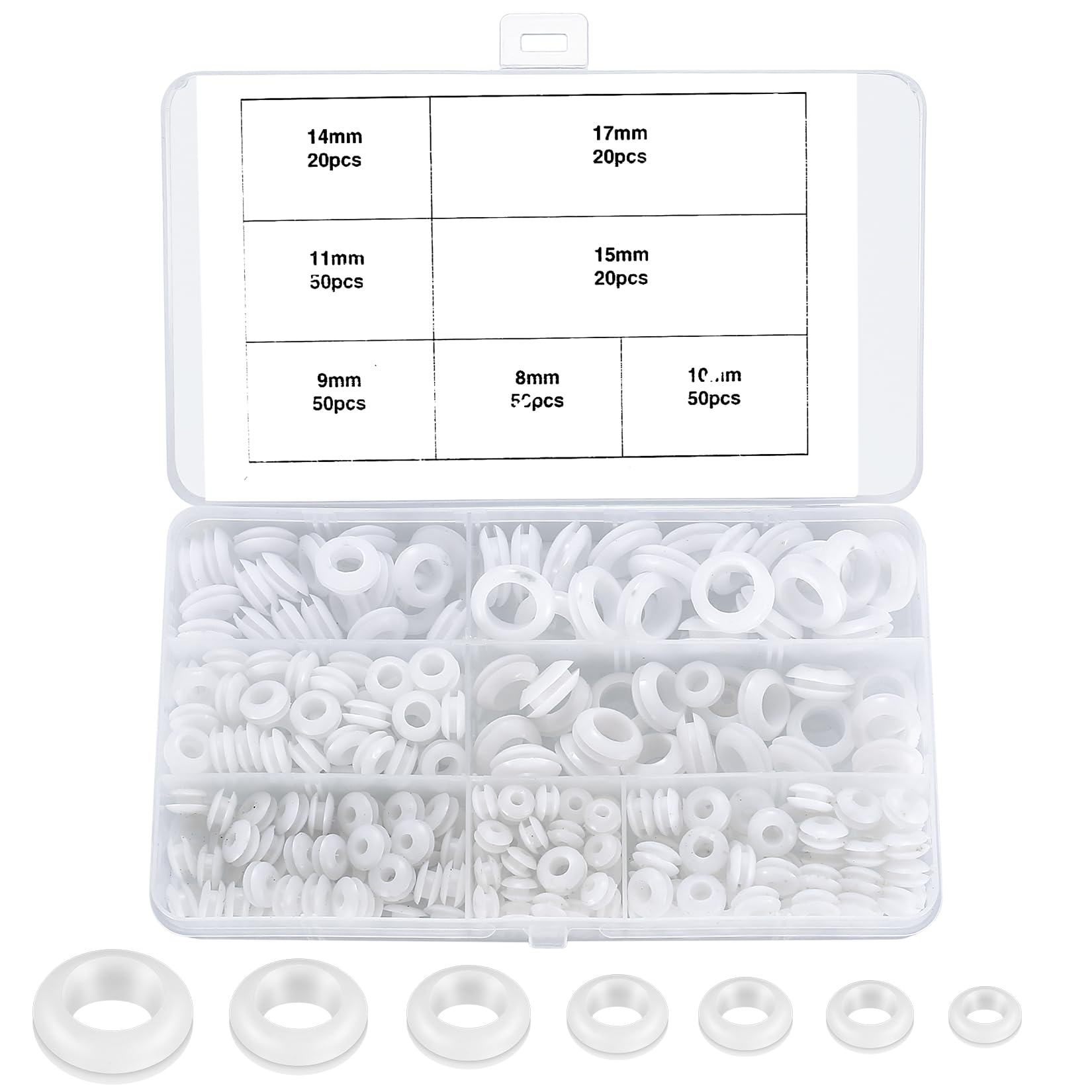 200Pcs Rubber Grommets Blanking open/closed blind Grommet Set in