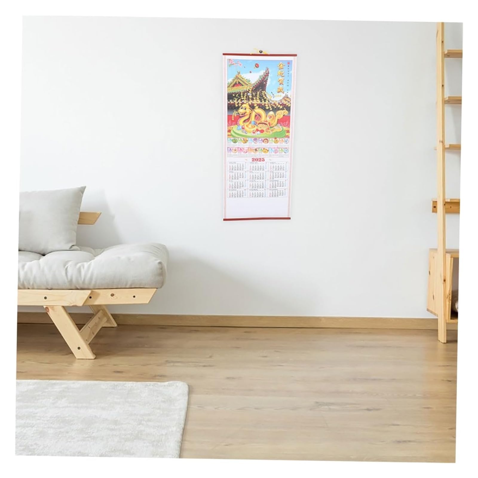 Tischkalender, Tischkalender 2025, 1 Set, Rattan-Kalender, Feng Shui, Hängekalender, Jahr, Schlangen-Wandkalender, chinesische Wandrolle