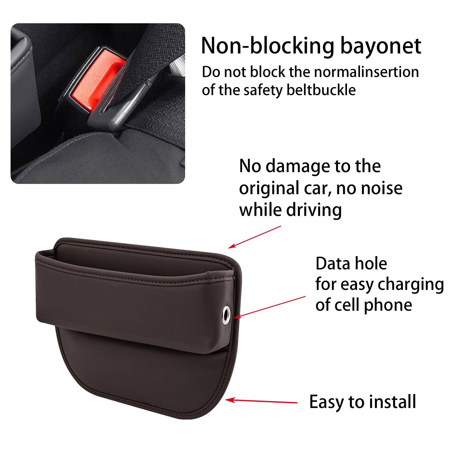 Scatola Portaoggetti per Seggiolino Auto, Gap Filler, Tasca Portatile e Facile da Riporre, Organizzatore per Auto (Nero)