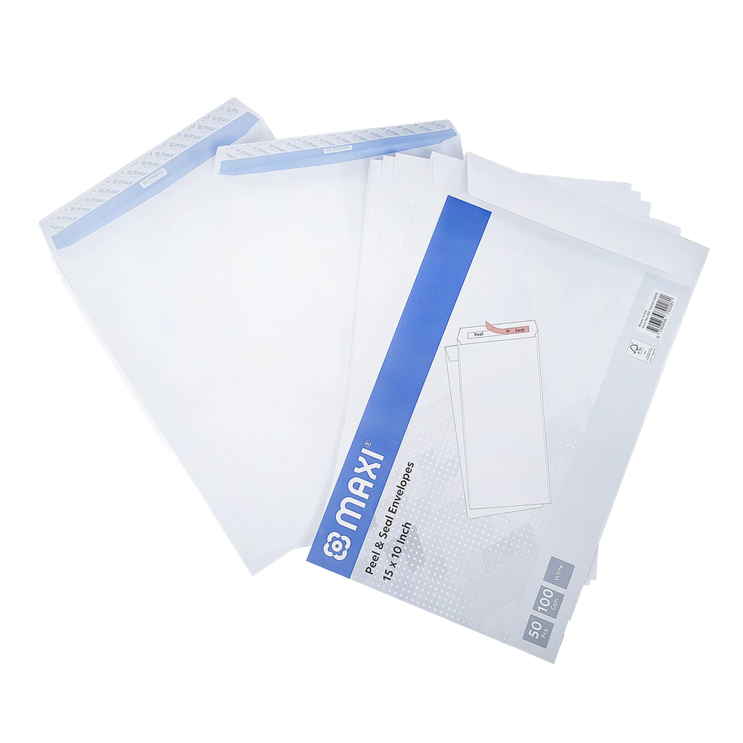 WHITE ENVELOPES 100GSM 38.1 cm X 25.4 cm PEEL & SEAL IN A PACK OF 50 PC