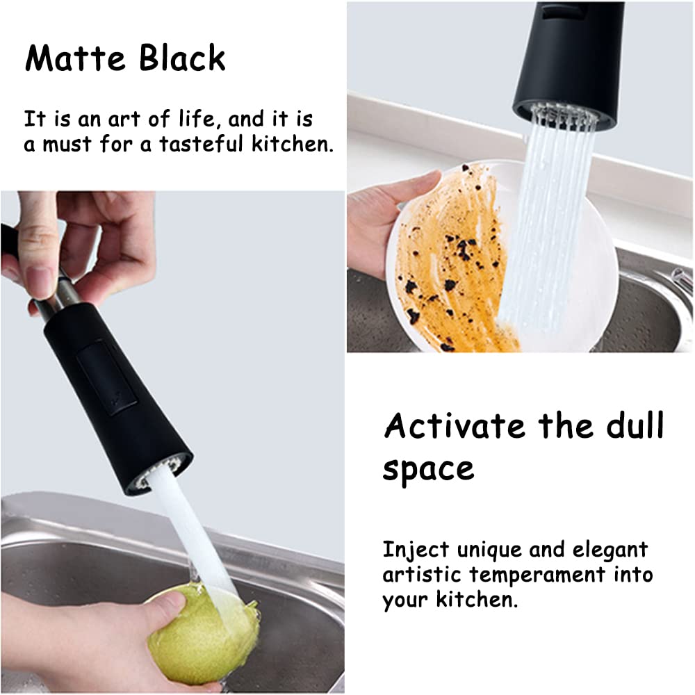 Cuisine Rechange pour Robinet, Rechange pour Robinet D'évier de Cuisine, Pivotant Aérateur de Robinet, 2 Modes Réglable Cuisine Robinet, pour Cuisine, Salle de Bain, Toilette (Noir)