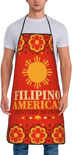Miniatura 8 de Delantal del Mes de la Herencia Americana Filipina para mujeres y hombres, para hornear a la parrilla, jardinería, cocina, aseo, barbacoa, cocina,