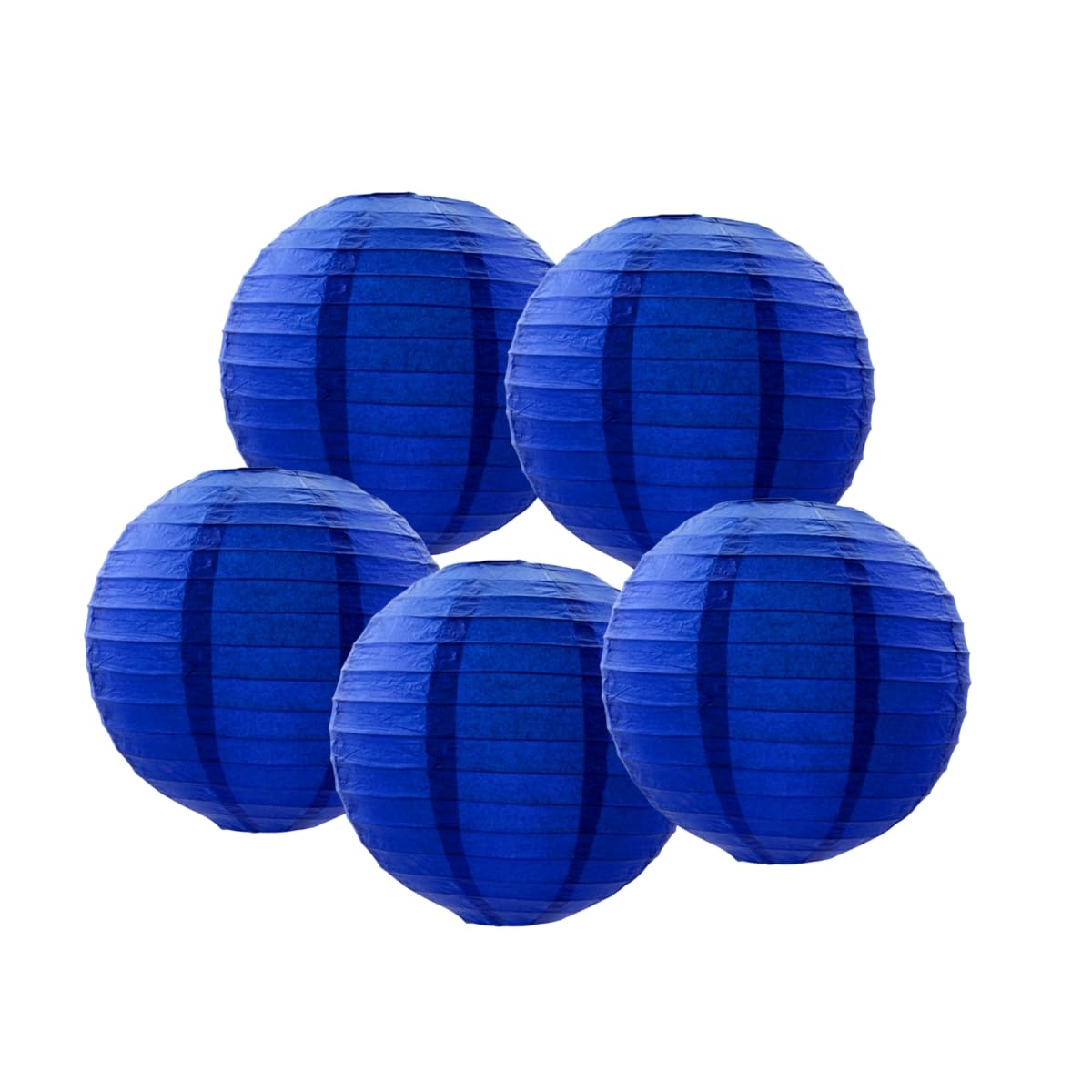 SrchJoy Paper Lanterns Pack of 5 Chinese Wedding Paper Lantern lampshade Lights Round Hanging Lantern for Birthday Party Decorations (Royal Blue, 5 Pcs - 8" (20cm))