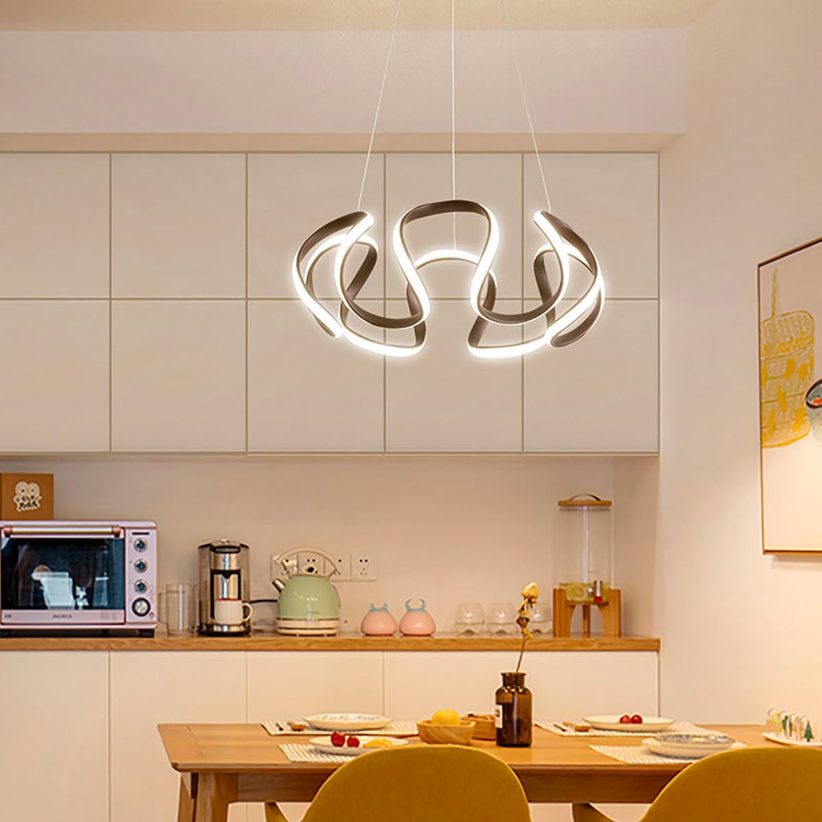 Granestner Dimmable Rotating LED Pendant Lamp with Remote Control - den Aluminum Designer Chaner Height Adjustable for Dining Table