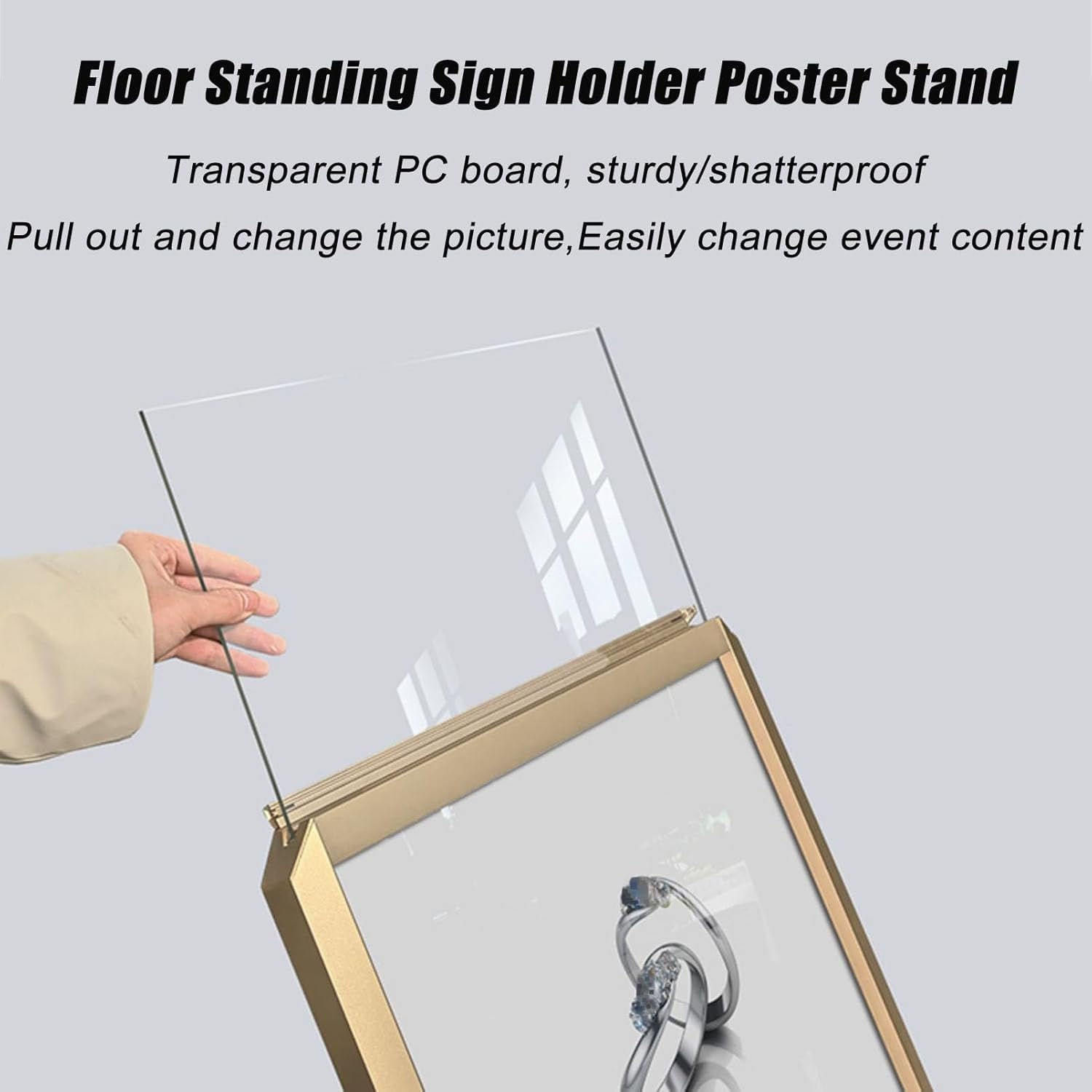 Soporte metálico para letreros, Expositor de Suelo Resistente, Soporte para Carteles Ajustable en Vertical y Horizontal para anuncios y avisos. (50x70cm)