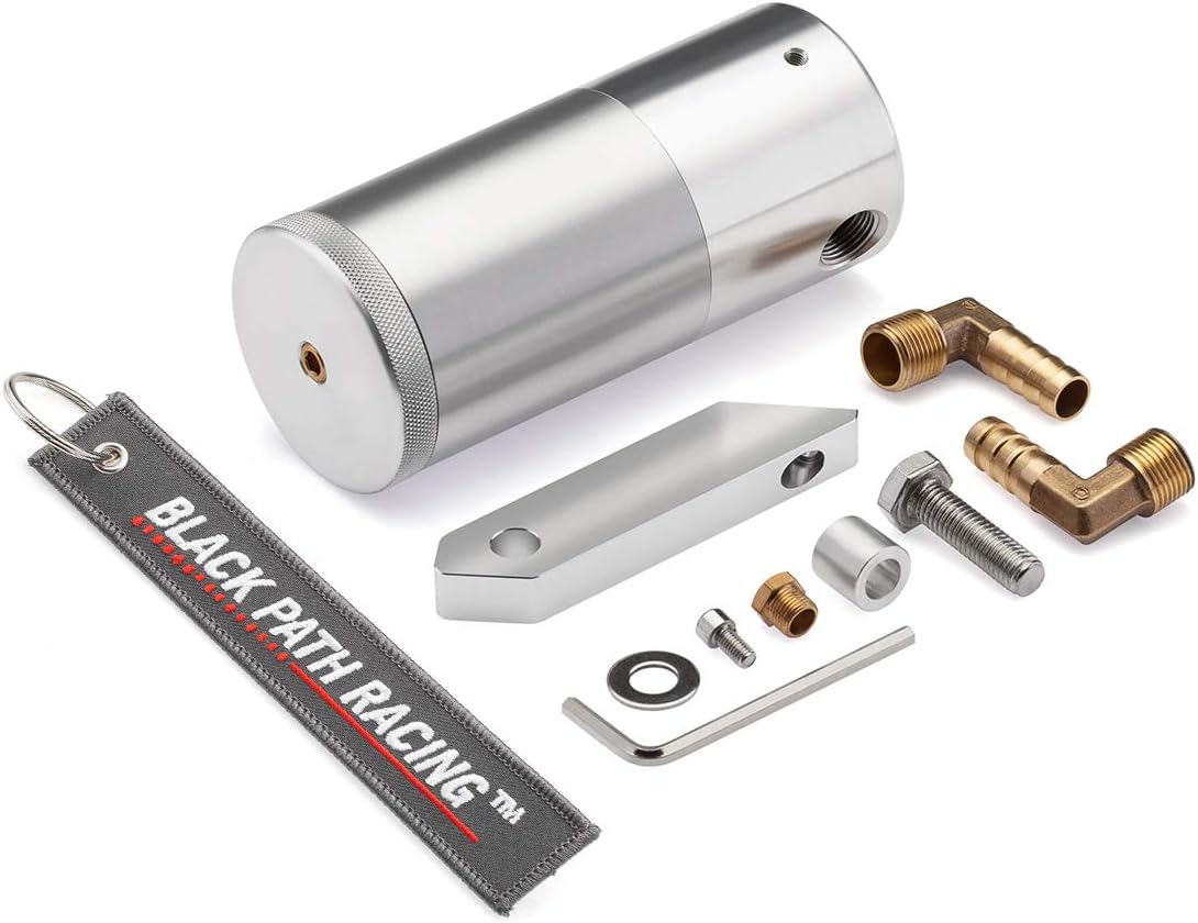 BlackPath compatible with - Corvette + Trailblazer SS + GTO PCV Oil Separator Catch Can Chevrolet + Pontiac (Silver) T6 Billet