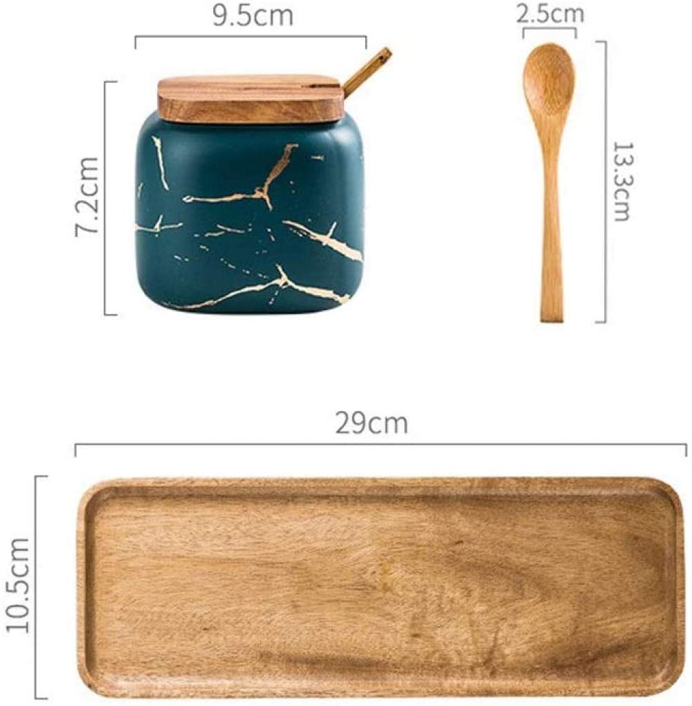 Lot de pots à épices en céramique avec cuillères de service et plateau – Texture marbre finition mate pour condiments et assaisonnements