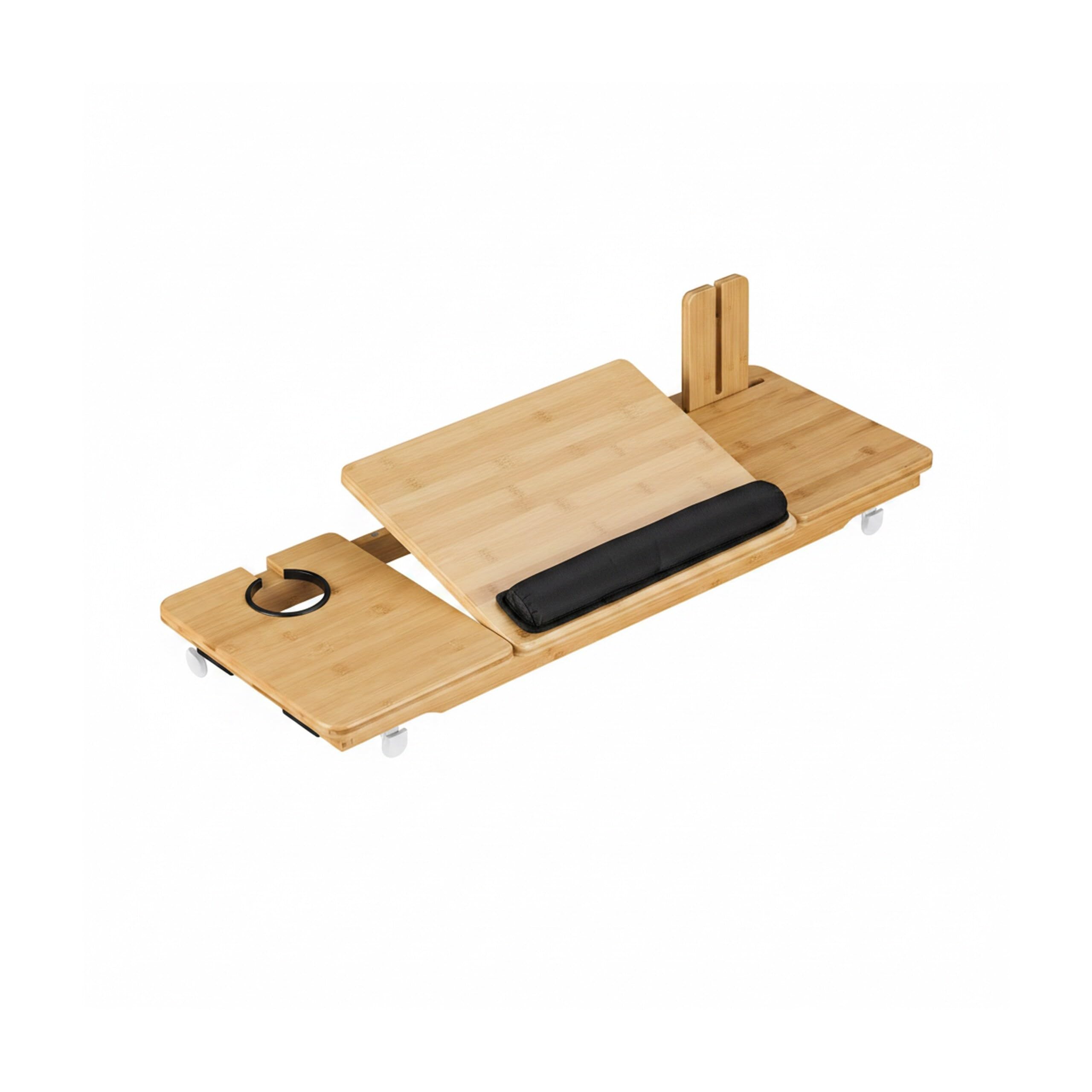 Relaxdays Support Ordinateur pour Tapis de Course, Sangles de sécurité, Repose-Ordinateur pour Boissons, Bambou, Naturel
