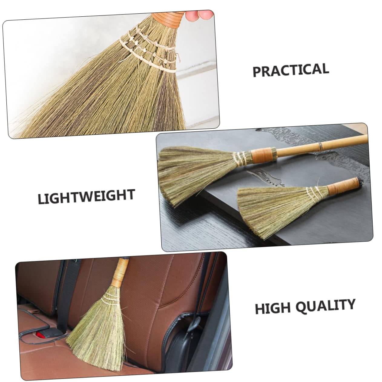 Healeved 2pcs Handheld Straw Brooms for Desk Hardwood Floor Cleaning Household Cleaning Tools