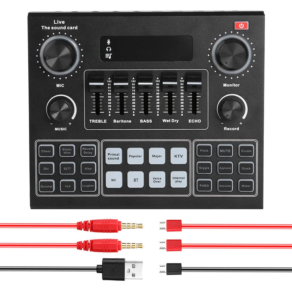 Scheda Mixer Audio Bluetooth Mini, Scheda Audio Live con Vari Effetti sonori, Scheda Audio Cambia Voce in Streaming Live per la Registrazione di Musica, Trasmissione di canti