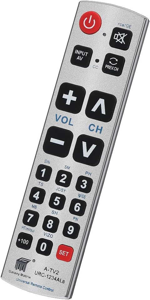 – Seniors Elderly Big Button Universal Remote Control UNOCAR for Extra Large Jumbo Giant Remote, Simple Easy Basic Control and LG Samsung Sony JVC Toshiba Sharp Panasonic Technika Hitachi Polaroid TVs