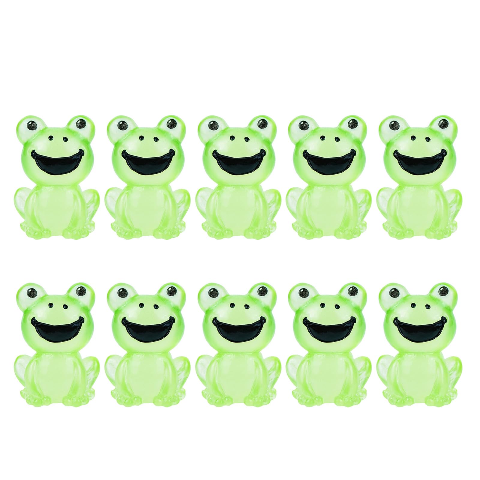 Zbiianxer Green 10Pcs Resin Frogs Figurine Miniature Decors Cartoon Animal Statues Ornaments For Diyer Terrarium Home Desk Garden Frogs Statue