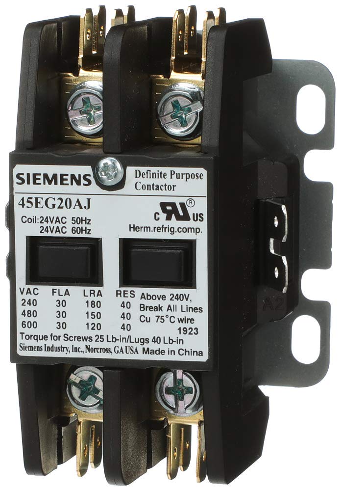 Siemens 45EG20AJ Definite Purpose Contactor, 2-Pole, 30 Amp, 24V
