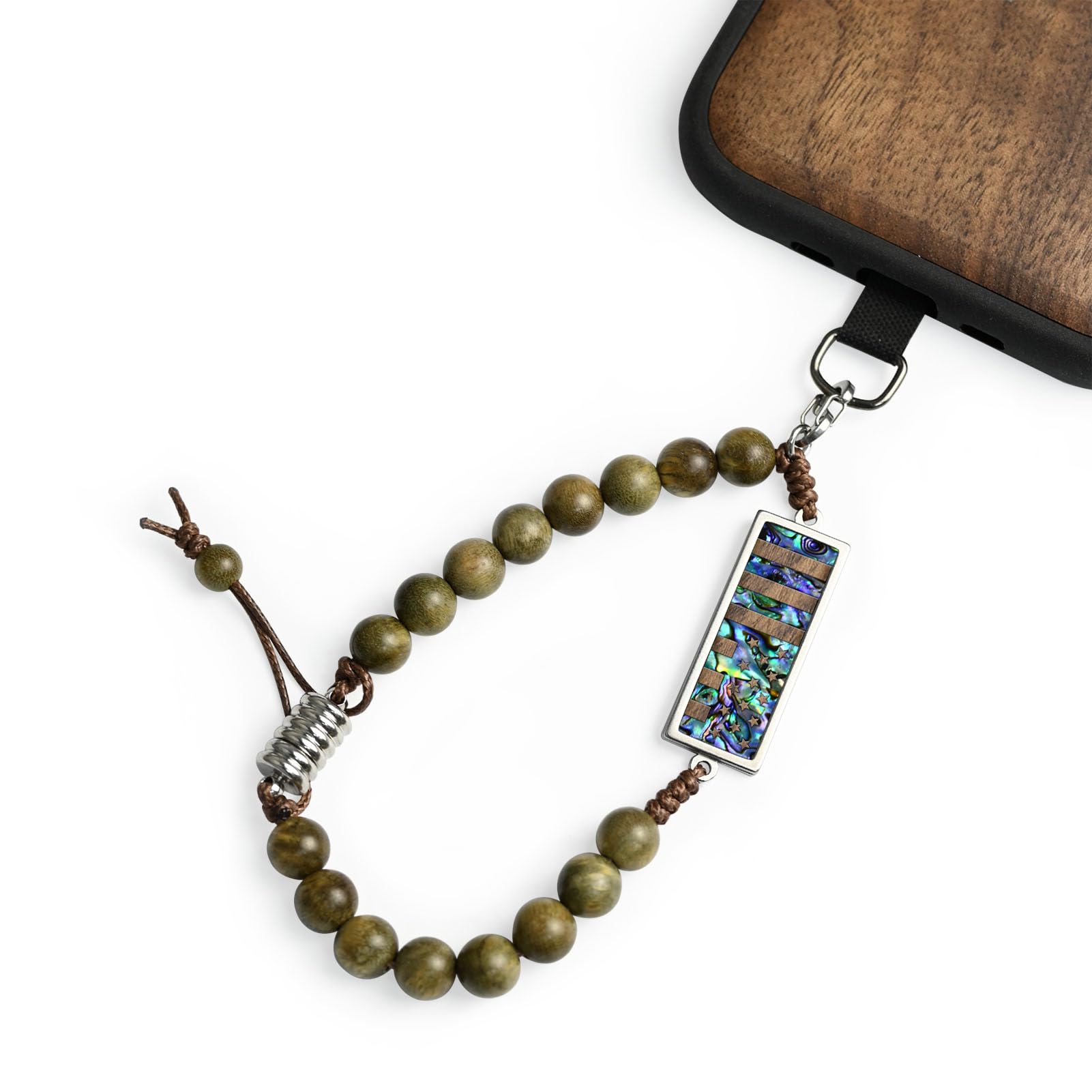 Carveit Wood Phone Lanyard, Amber [BKZU02] The Classic American Flag-amber 8.5" (Fits 7.0"-7.7" Wrist)