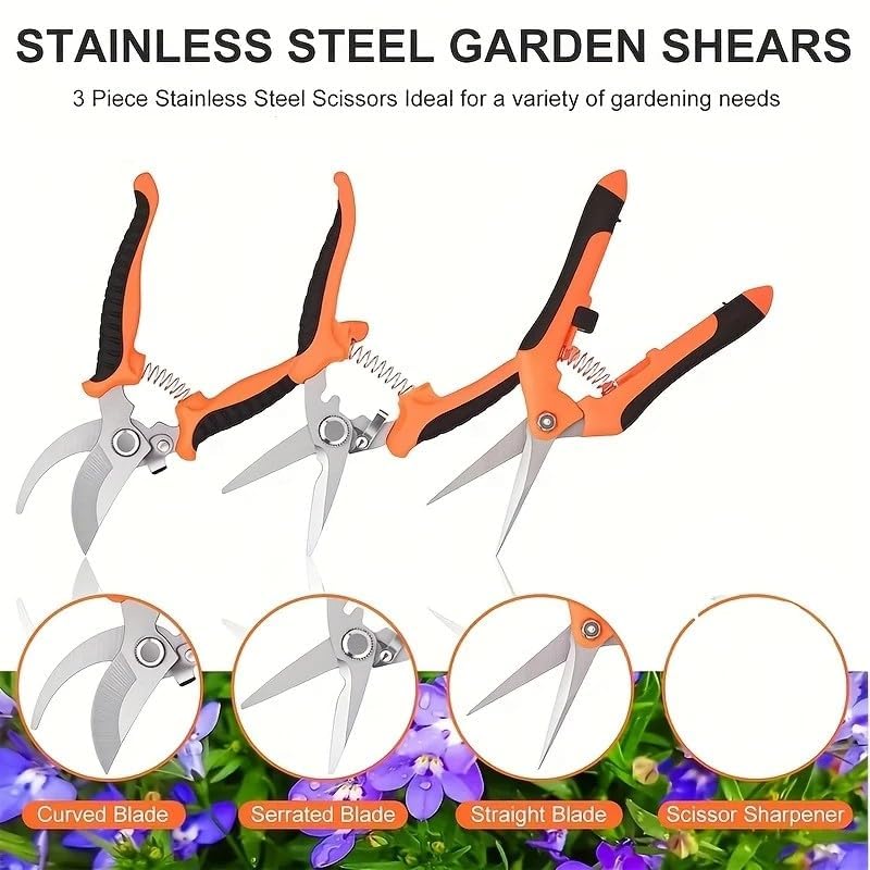 Tijeras de Jardín Profesionales 3 Piezas Acero Inoxidable miniatura 5