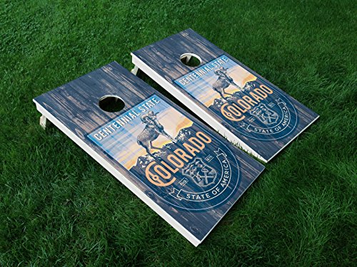 Distressed Colorado 07 Colorado State Flag Cornhole WRAP Set Vinyl Board Decal Baggo Bag Toss Boards * Made in The USA *