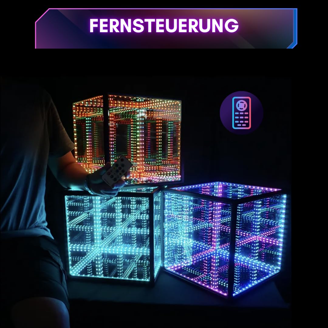 LED Würfel | Infinity RGB Cube - 20 x 20 x 20cm | LED-Lampe | Gaming DEKO | Gaming - Beleuchtung | Beleuchtung mit Musikerkennung