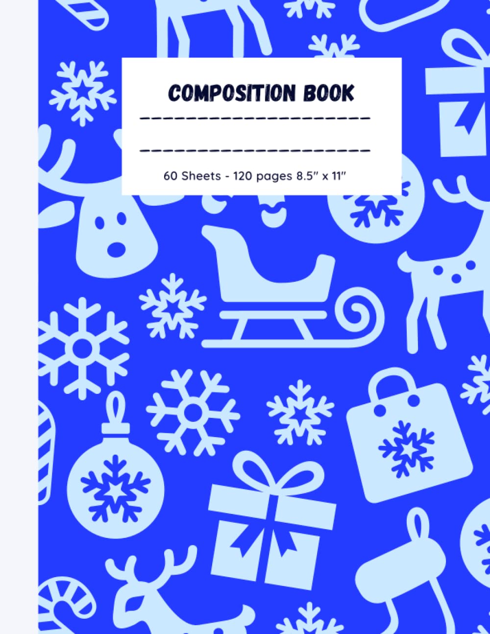 Christmas Print Wide Ruled Composition Notebook:Large (8.5 x 11 inches) - 120 Pages For Homework, Diaries, Holidays Gifts For Adults, For Kids, For