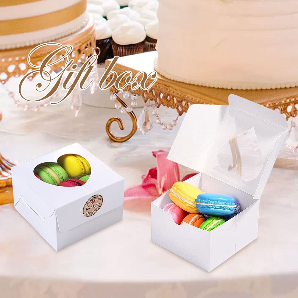 Scatole Per Cupcake 20 Pezzi - 4 Pollici, Marrone/Bianco, Con Finestra A Cuore E Adesivi, Per Torte E Dessert - Foto 9