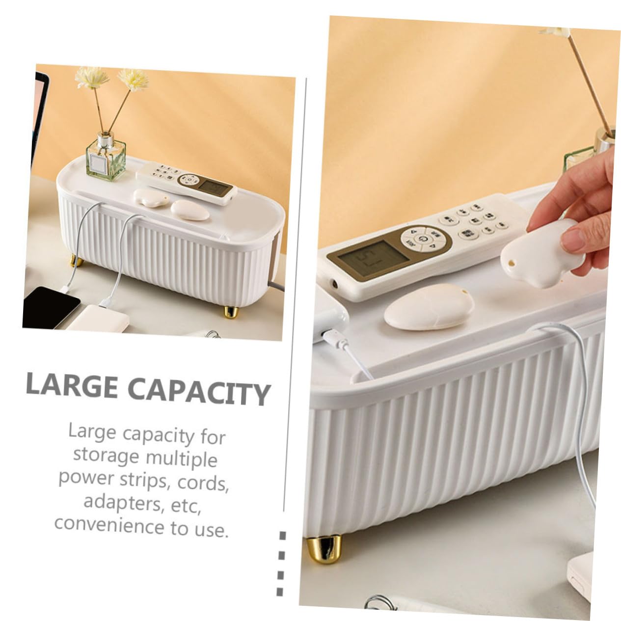 Organizador de Cables Eléctrico de Escritorio Abs Blanco Gran Capacidad