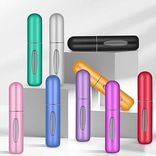 Miniatura 7 de Paquete de 9 botellas de perfume de viaje recargables de 0.2 fl oz, atomizador, botella de perfume de viaje, botella de spray pequeña vacía para