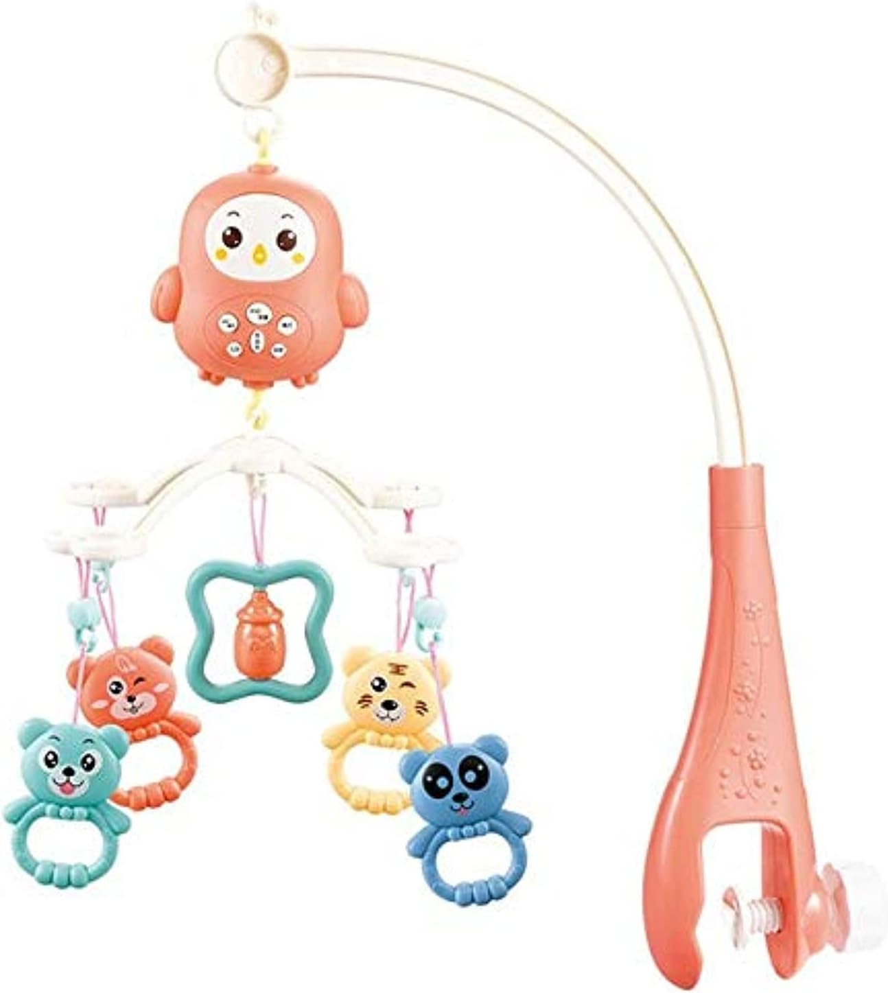 Baby Bed Bell Music Toy,Multi-function Remote Control Musical Bed Bell Baby Crib Mobile 360 Degrees Rotating (Red)