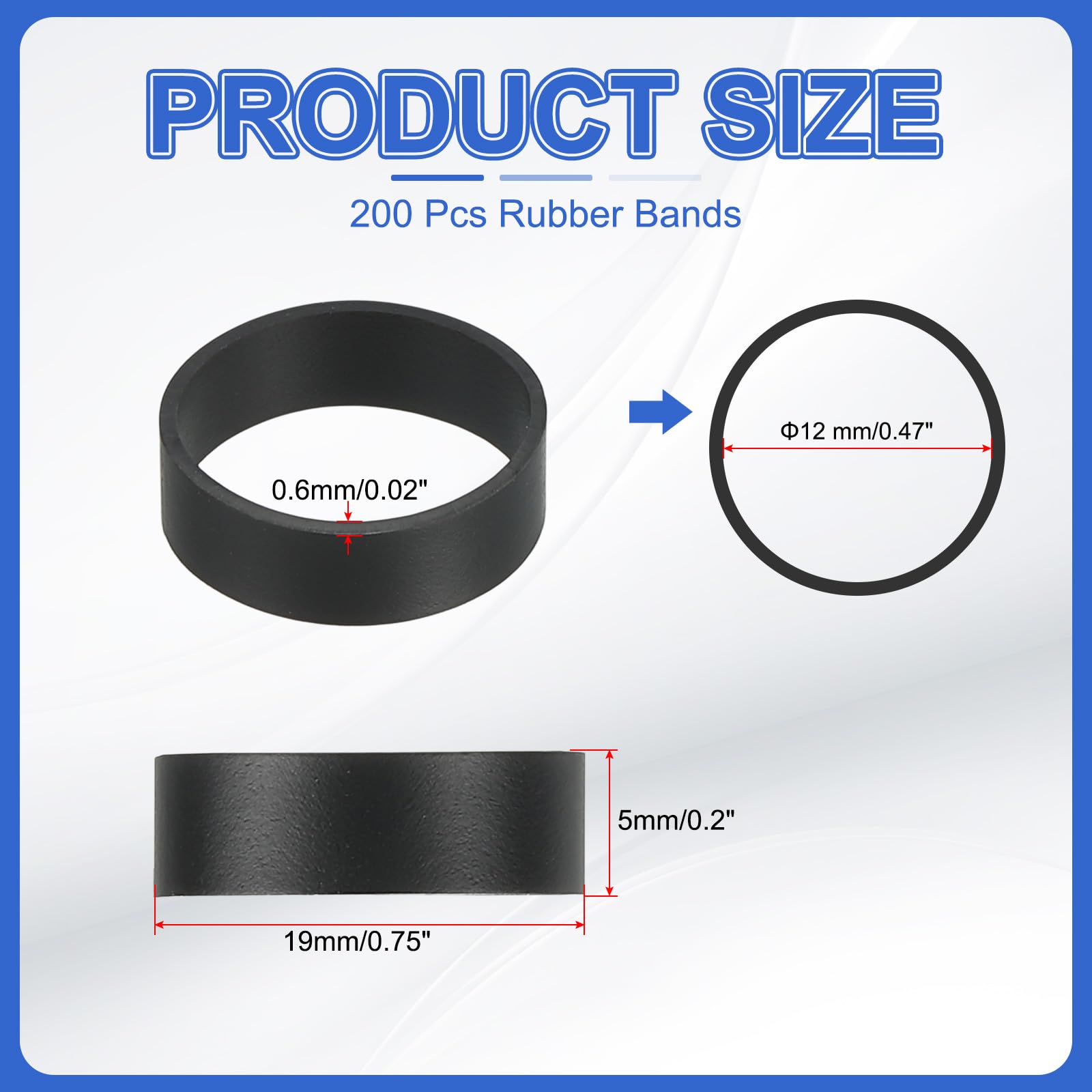 PATIKIL Silicone Rubber Bands Cable Ties 0.7", 200 Pcs Flat Rubber Elastic Band for Office Supplies Home Cord Wrapping Black - Image 2