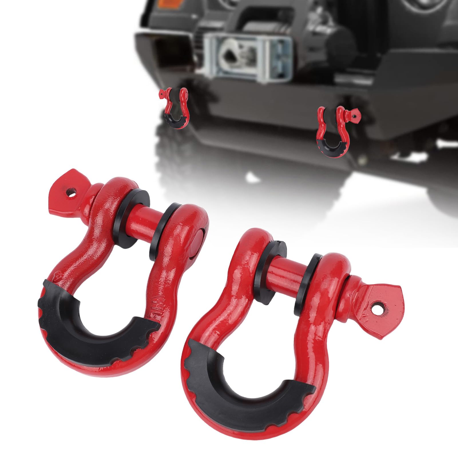 Jeffergarden 2 szt. D-ring Szekle Wciągarka Holownicza ze Stali Węglowej Clevis Heavy Duty Off Road Recovery 4,75 T do Przyczepy Pasek Holowniczy Ciężarówka Pojazd