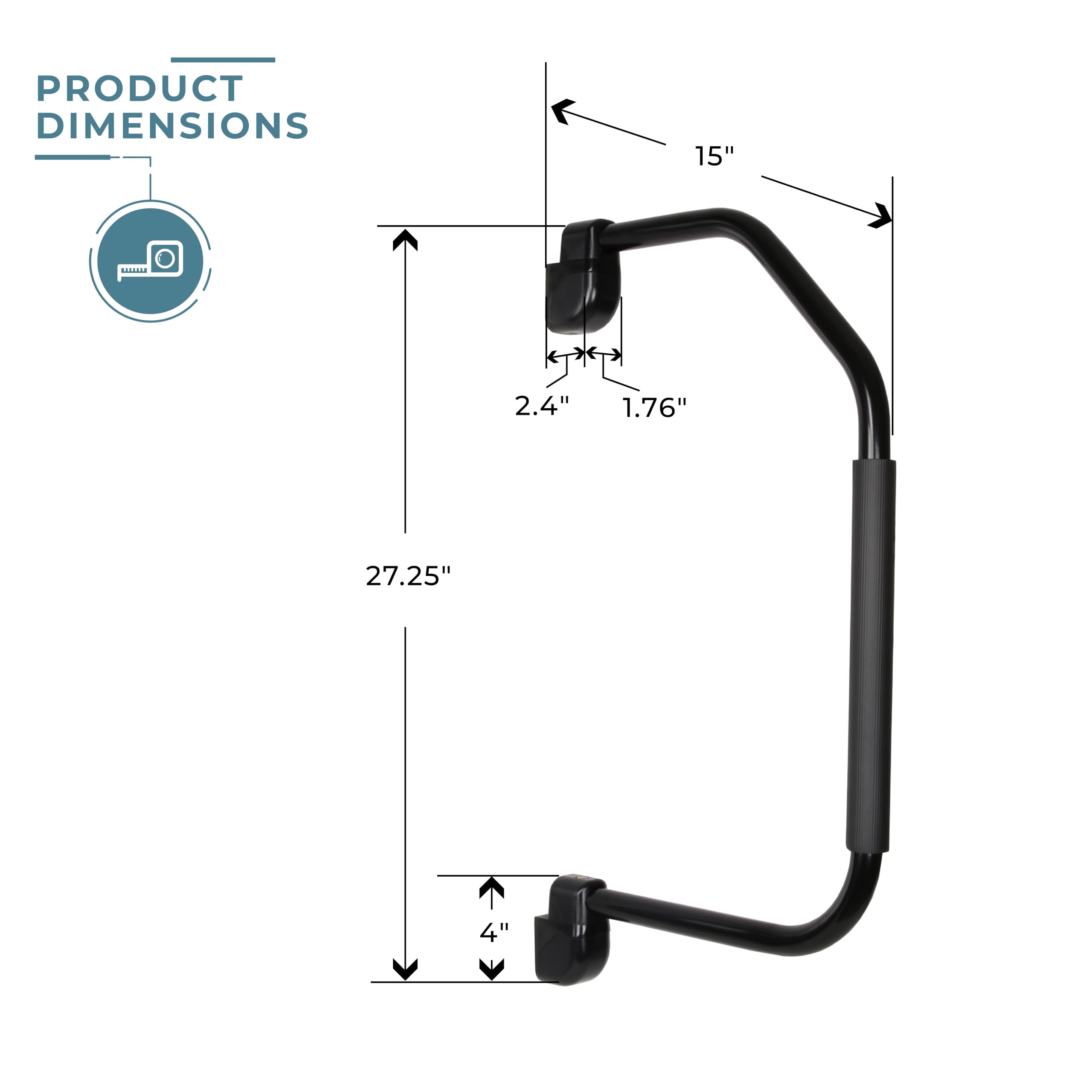 ITC Inc. Manufacturers' Select - Mango plegable de asistencia para caravanas, quintas ruedas y remolques, mango de entrada acolchado cómodo (negro) (X002CJ25XD)