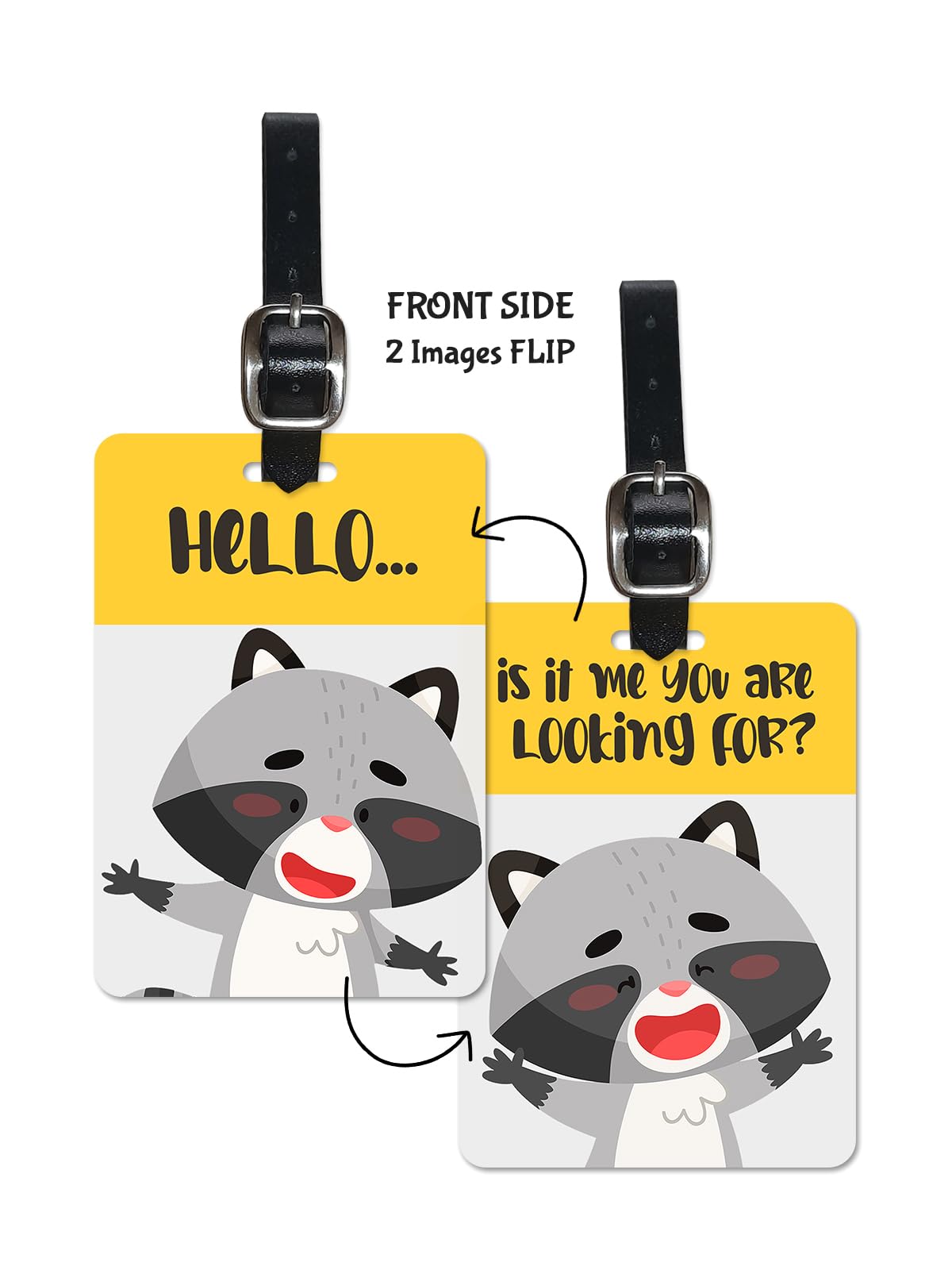 Lentikart 3D Lenticular Luggage Tag 1 Piece | Hello Racoon Funny Quote Effect | Luggage/Bag/Travel ID Label Tags for Suitcase & School Bags-image-34