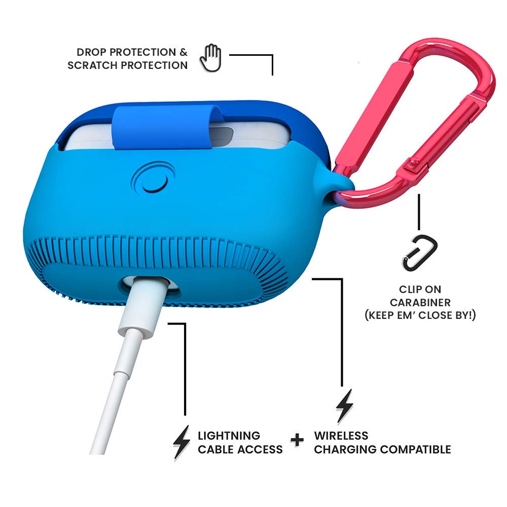 AirPods Pro 本体 + ワイヤレス充電ケース　本体カバー付「ブルー」 全15色】 AirPods Pro カバー シリコンケース エアーポッズ プロ