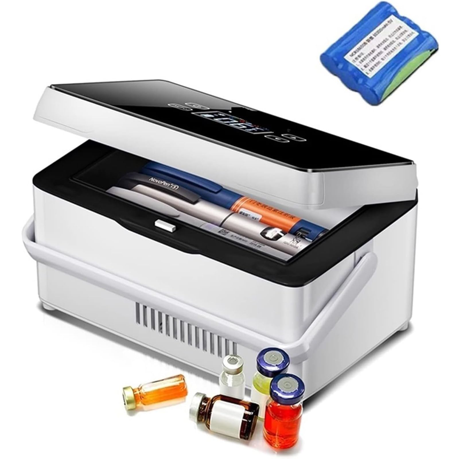 PixCy Estuche Enfriador De Insulina Caja De Medicamentos Portátil Pequeña Nevera Insulina Nevera De Insulina para Coche, Congelador De Medicamentos, Carga USB, Batería Integrada,1*Battery