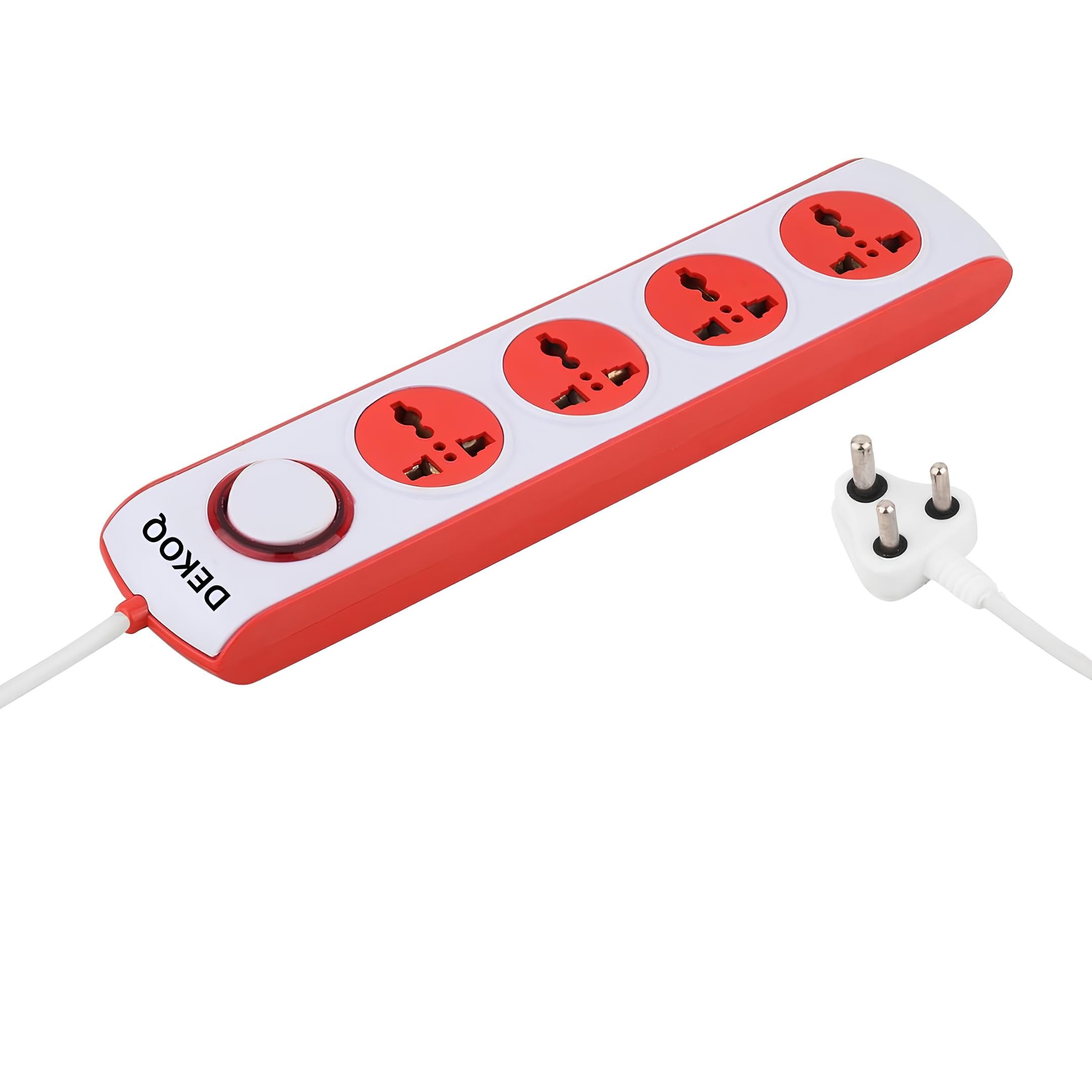 DEKOQ 4 Universal Socket and 1 Switch 6 Amp Power Extension Board 240 Volts, 4 Socket Extension Boards (White, 2 m)-image-46