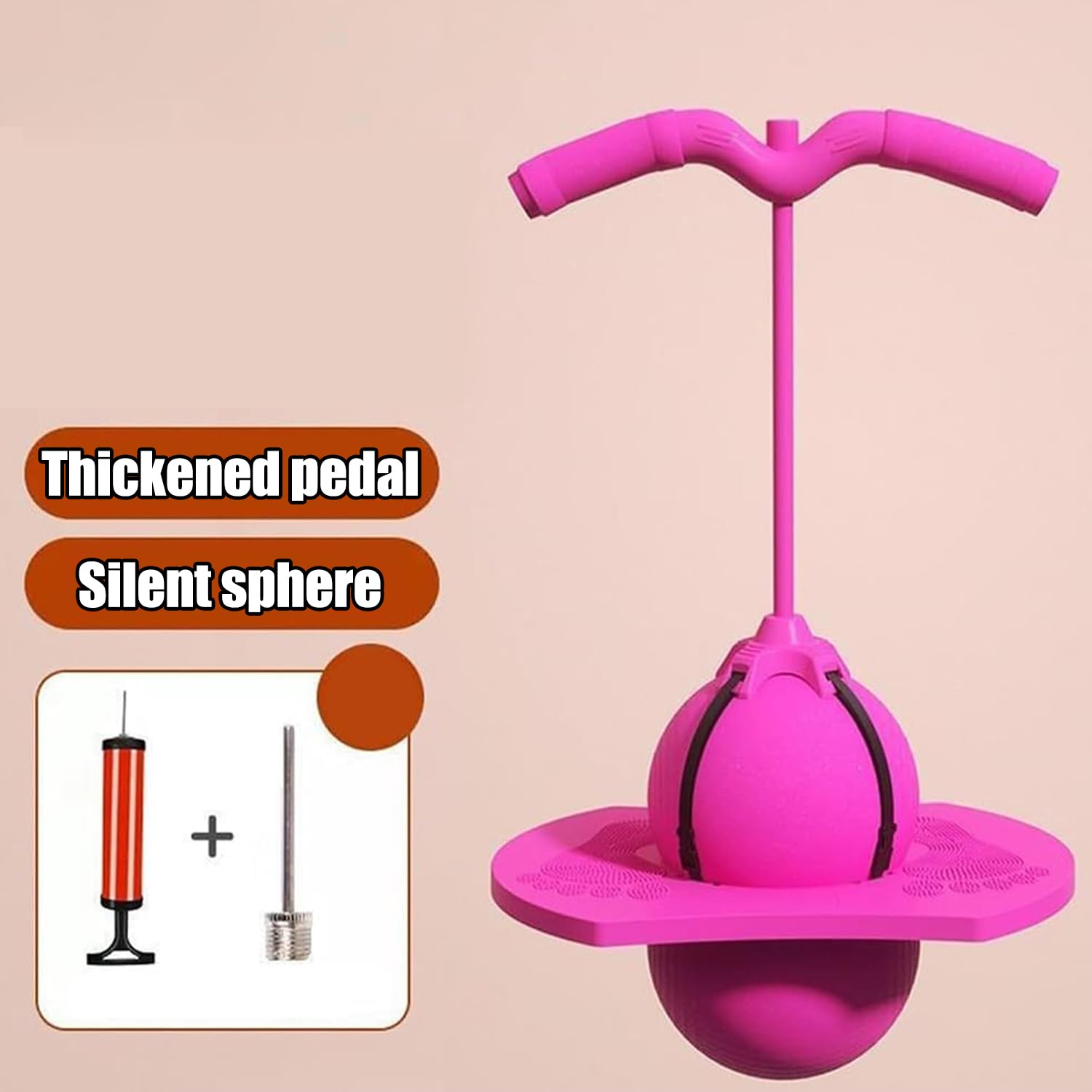 Balón de Salto Equilibrado para Niños, Pelota Pogo con Mango, Antideslizante, Juguete Deportivo para Casa, Jardín, Juego y Ejercicio Físico (Rosa)