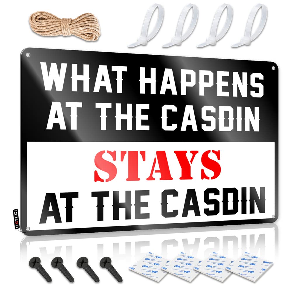 IBWNBBUSN Hot Beer Tin Sign What Happens At The Casdin Stays At The Sign Funnymetal Sign Metal Signs For Man Cave