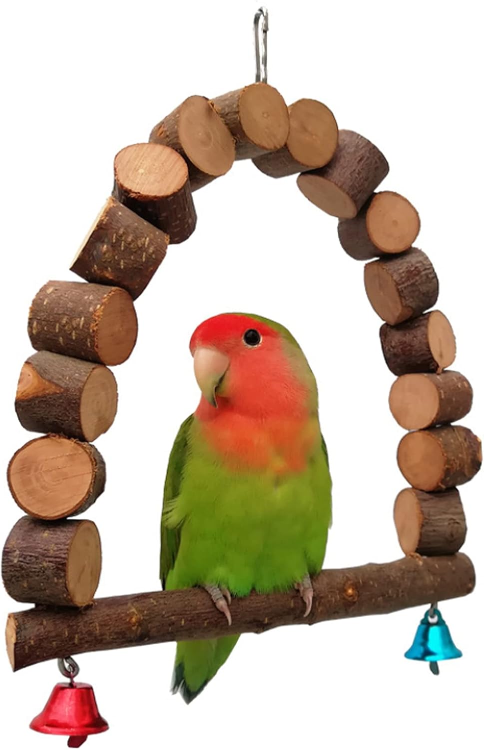 HJGKKA Columpios de Pájaros de Madera, Pájaros Juguetes con Campanas, Pájaros Juguetes para Masticar Loros, Juguetes de Columpio para Loros de Aves, Periquitos, Pinzones