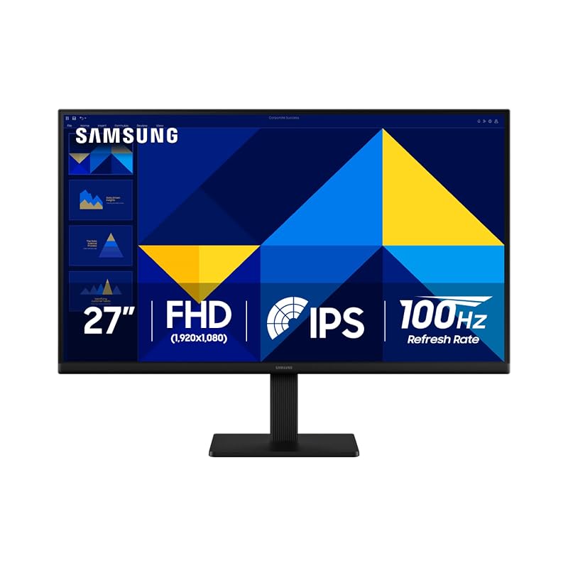 SAMSUNG Monitor essencial de 27 polegadas (S30GD) com painel IPS e suporte apenas de inclinação, taxa de atualização de 100 Hz, design ergonômico, cuidados oftalmológicos avançados, modo de jogo,