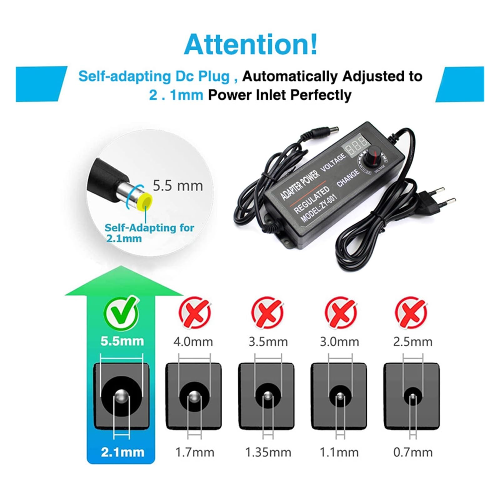 AC DC 220 V na 3 V, 5 V, 6 V, 9 V, 12 V, 15 V, 18 V, 24 V, regulowany zasilacz, 12 V, 2 A, 3 A, 5 A, zasilacz sieciowy, adapter 12 V (kolor: tylko adapter zasilania, rozmiar: 3 V - 24 V 3 A_US)