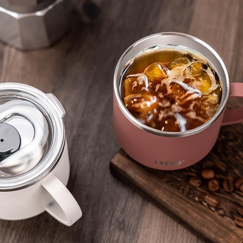 TYESO Coffee Mug, Insulated Tumbler with Lid, Vacuum Insulated Mug Double Wall Stainless Steel Cup (WHITE, 11 OZ) - Image 2