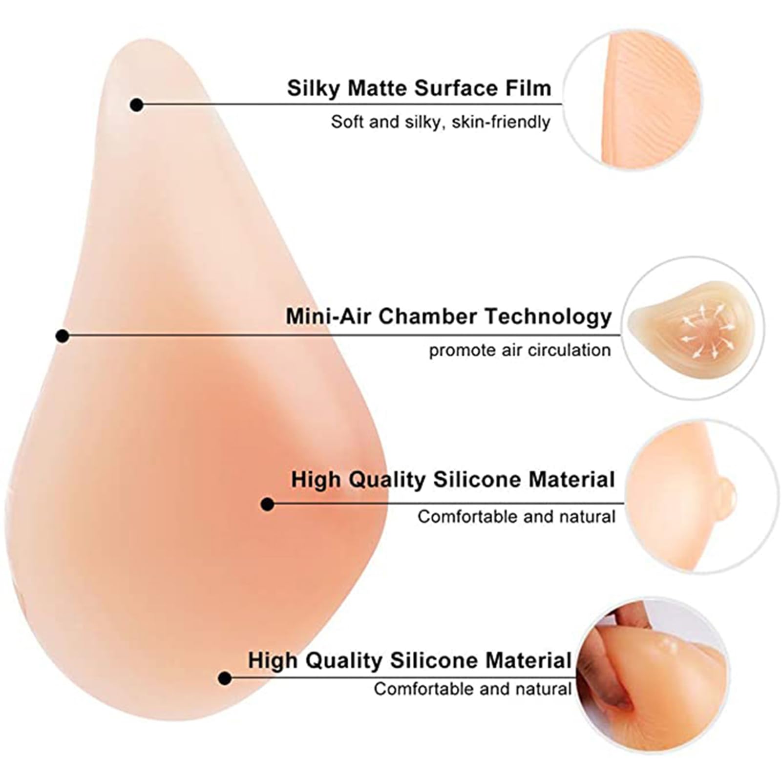Protesi Mammarie In Silicone A Forma Di Goccia, Cuscinetti Autoadesivi For Il Miglioramento Del Seno, For Mastectomia For Travestiti E Cosplay