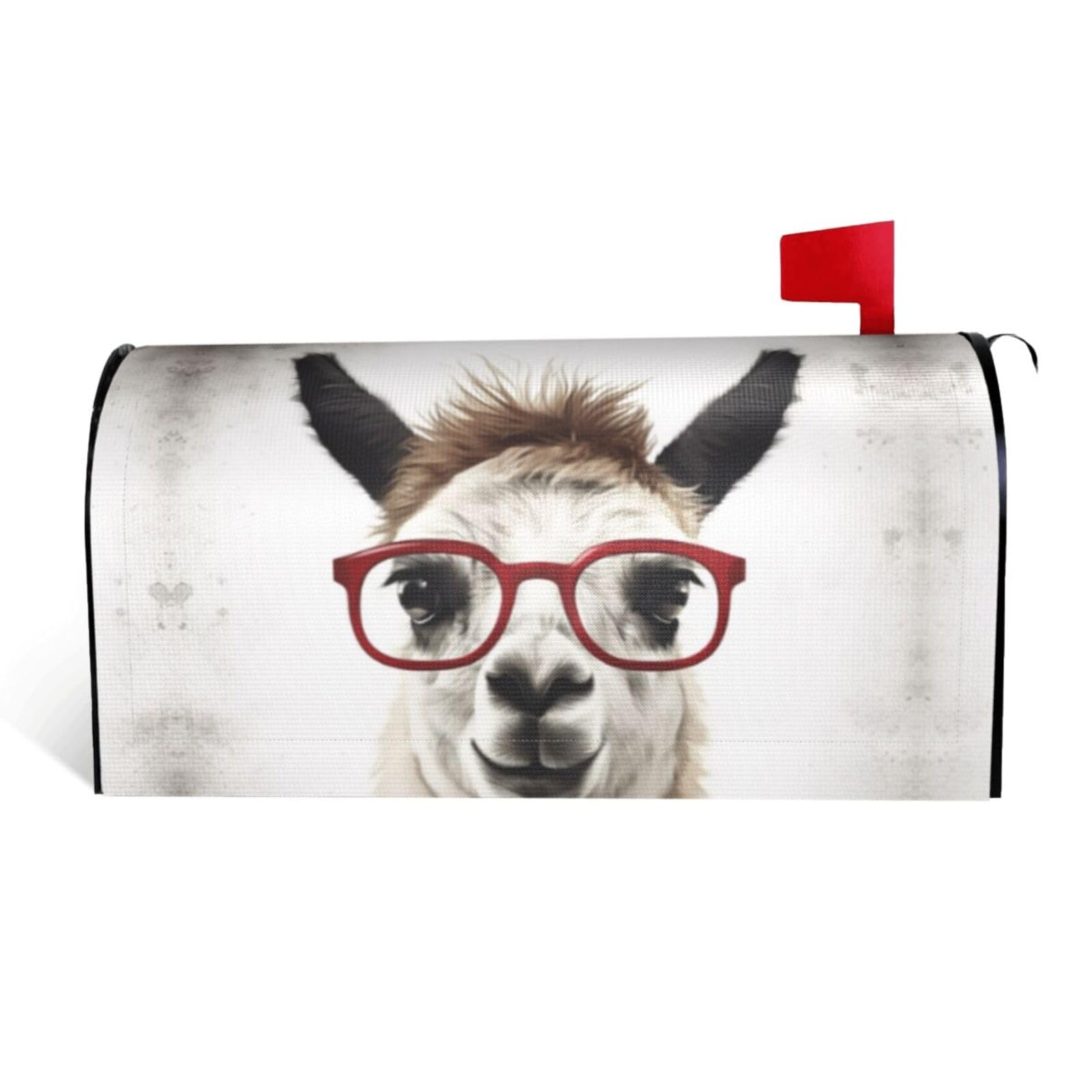 Llama with Glasses Mailbox Covers Magnetic Standard Size 25.5x21 in, Decorative Post Letter Box Cover Waterproof Mailbox Wraps Outdoor Post Wraps for Garden Yard Home Decor