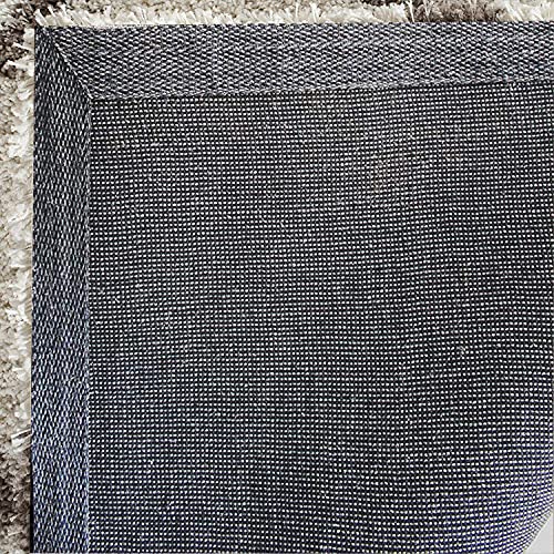 Image of Modern Anti Skid Square Shag Plush Fur Rug and Carpet for Living Room, Bedroom, Office, Area Rugs (6x6 Feet Square, Ivory & Beige)
