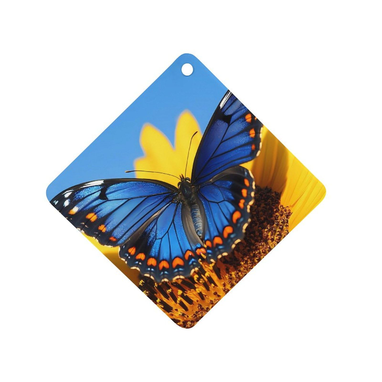 Sunflower Butterfly Flowers Car Air Freshener Hanging Aromatherapy Tablets for Car Accessories Rhombus