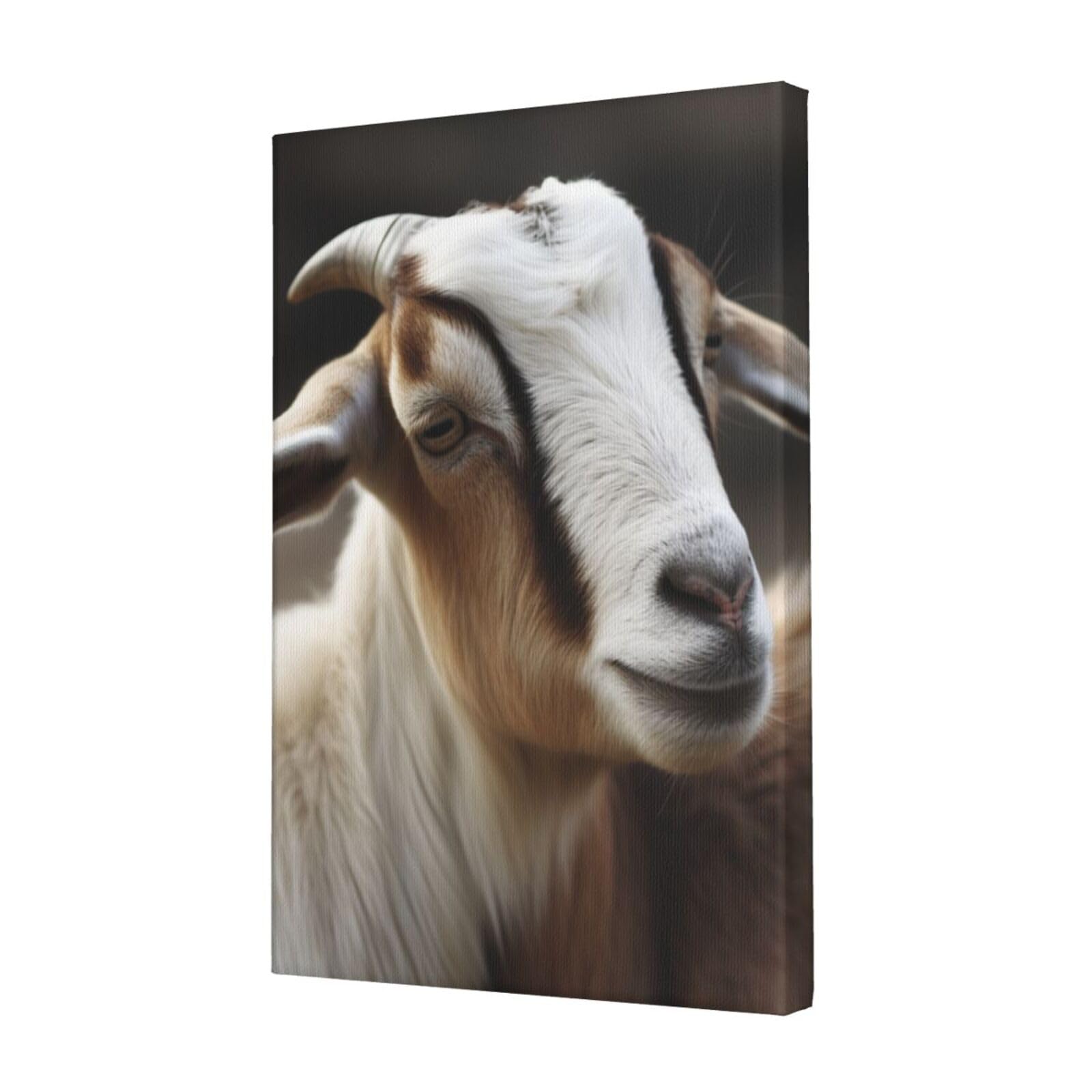 KLOPH Animals Goat Canvas Wall Art for Living Room 12"x18" Modern Artwork Painting for Bathroom Hanging Canvas Prints Aesthetic Wallart for Bedroom Kitchen Office Wall Decor
