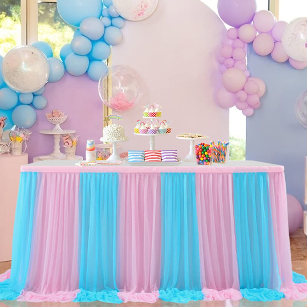 Gonne Da Tavolo In Tulle | 2 Metri | Rosa E Blu | Per Matrimoni E Feste | Facili Da Installare - Foto 5