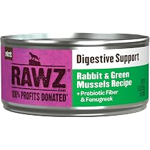 Rawz Digestive Support CAT Food 5.5 Ounce Cans, 24 Pack Rabbit/Green Mussel