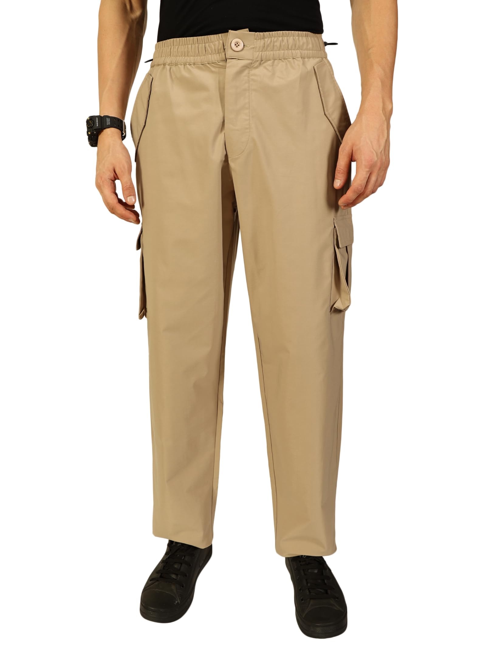 thomas scott Men's | Solid | Light Weight | Breathable Fabric | Mid Rise | Regular Fit | Polyester Blend | Button Waist | Chino Trouser | Pants-picture-33