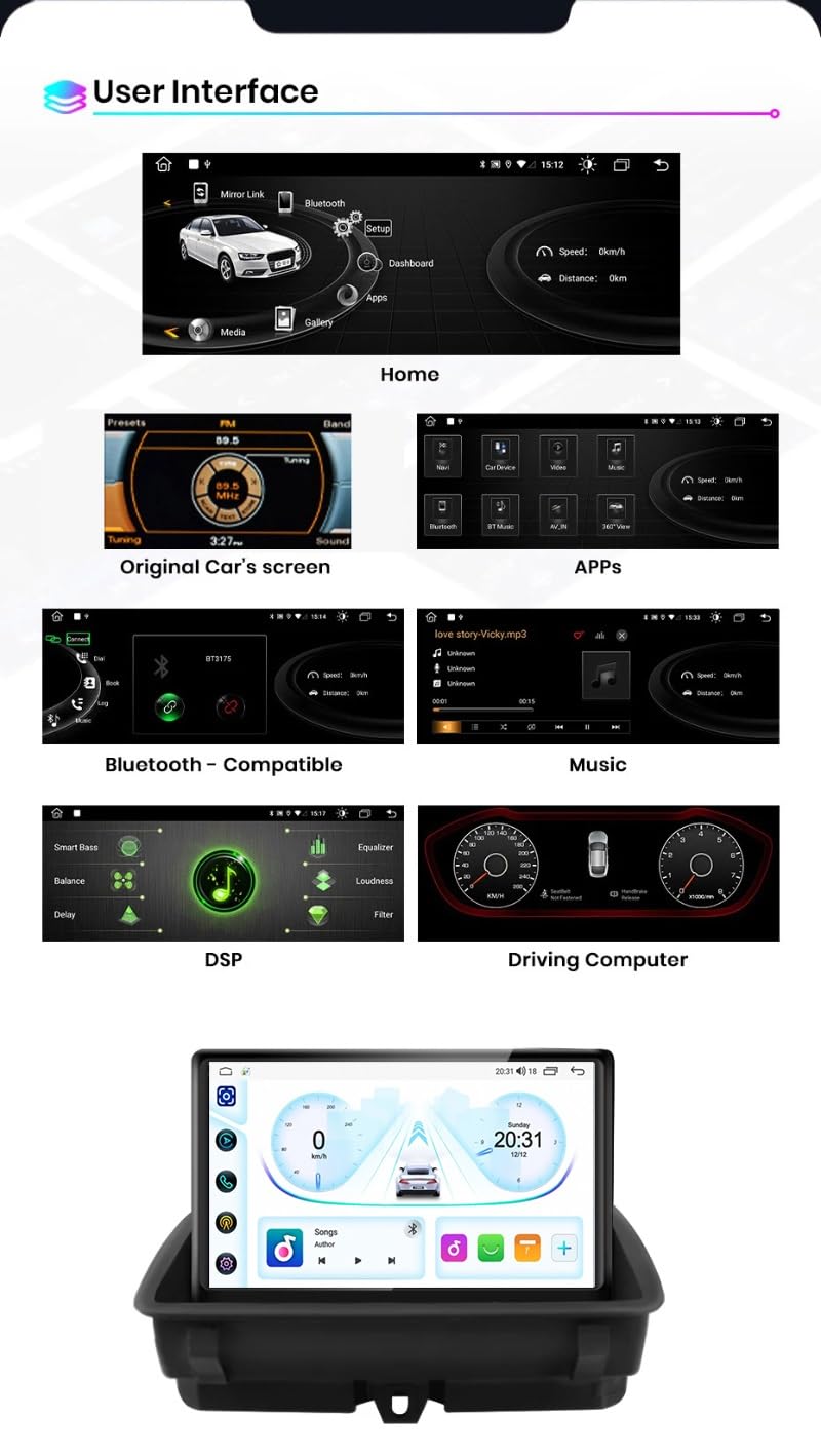 8-calowy dotykowy radio GPS dla Audi Q3 2013-2018, obsługuje BT WiFi Mirror Link 4G sterowanie z kierownicy(HM612 8 Core 4G+Wifi 12+256GB)